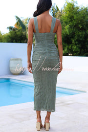 Sweetheart Neck Mesh Ruched Maxi Dress – Sleeveless Party Wear