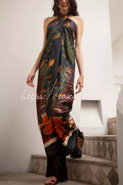 Printed Halter Two-Piece Set – Wide-Leg Pants & Tank Top