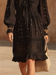 Black Ruffle Midi Dress for Vacation & Summer Events