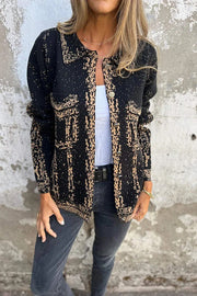 Women's Lapel Metal Buckle Loose Casual Jacket