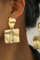 Personalized Hammered Square Metal Earrings with Embossed Detail