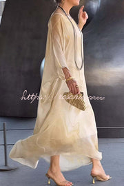 Printed Batwing Sleeve Loose Maxi Dress – Resort Style