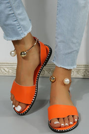 Pearl Buckle Roman Sandals with Flat Bottom – Vacation Style