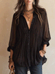 Μαύρη πλισέ μπλούζα σιφόν – Relaxed Bohemian Fit