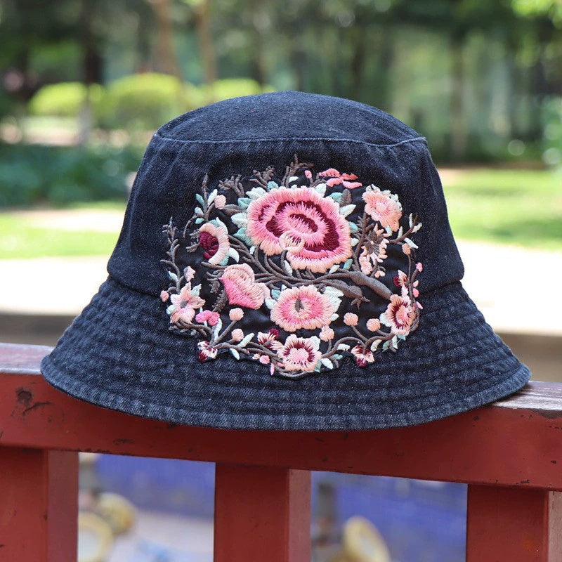 Embroidered Denim Bucket Hat | Ethnic Style