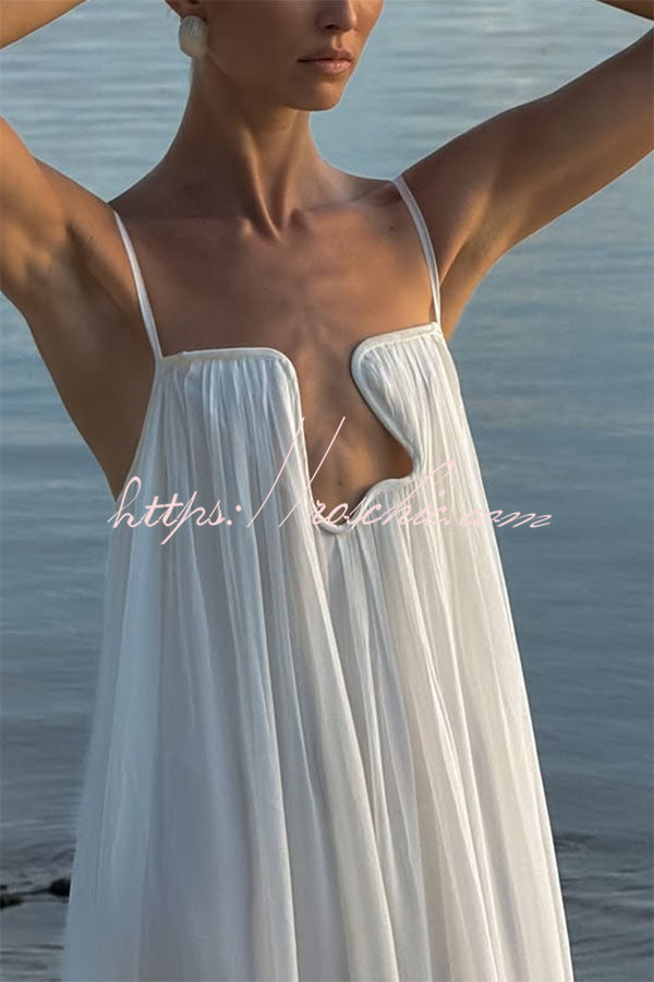 Chiffon Plunge Cutout Maxi Dress – Flowy Loose Fit