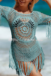 Knit Cutout Cover Up | Crew Neck Beach Cover-Up