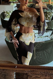 Floral Off-Shoulder Long Sleeve Top & Maxi Skirt Set