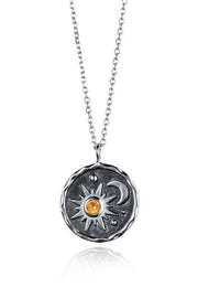 Vintage Sun Moon Zircon Necklace in Gold and Silver