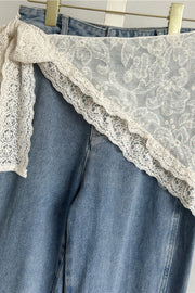 French Lace Triangle Scarf Belt with Long Tie