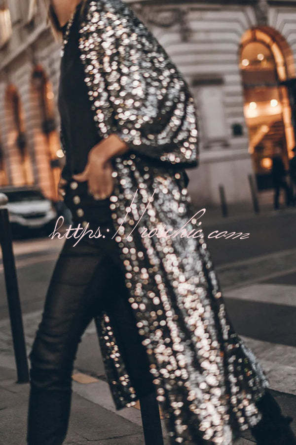 Kimono à manches cloche à sequins | Dissimulation de soirée disco