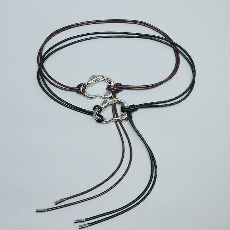 PU Leather Lace-Up Waist Belt – Chinese Style Rope