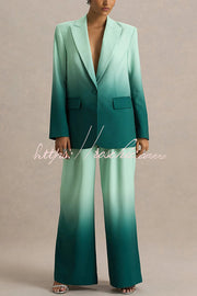 Ombre Satin Lapel Blazer – Single Button Loose Fit