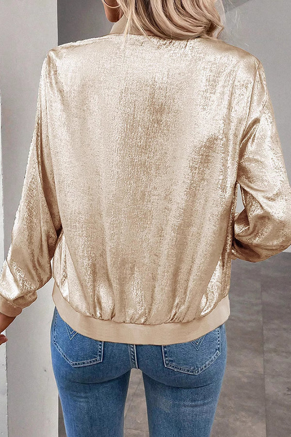 Women's Loose-Fit Long Sleeve Zip-Up Casual Jacket