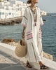 V-Neck Kaftan Maxi Dress with Black Stripe Detail