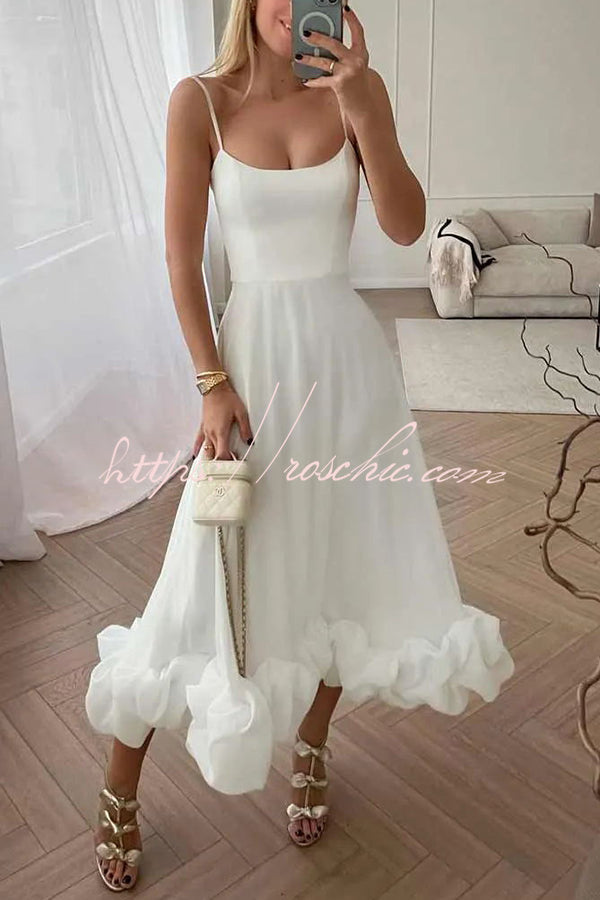 Flounce Bustier Midi Dress for Parties & Banquets