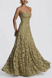 Floral Burnout Jersey Cowl Neck Lace-Up Maxi Dress