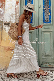 Striped Halter Neck Maxi Dress – Sleeveless A-line