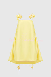 3D Rose Drape Strap A-Line Mini Dress