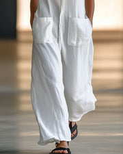 Breathable Linen Sleeveless Jumpsuit