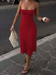 Backless Bodycon Slip Midi Dress