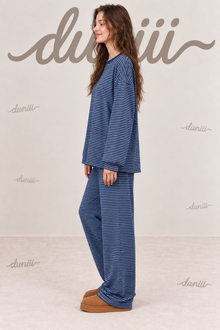 Duniii Striped Cotton Long Sleeve Lounge Set