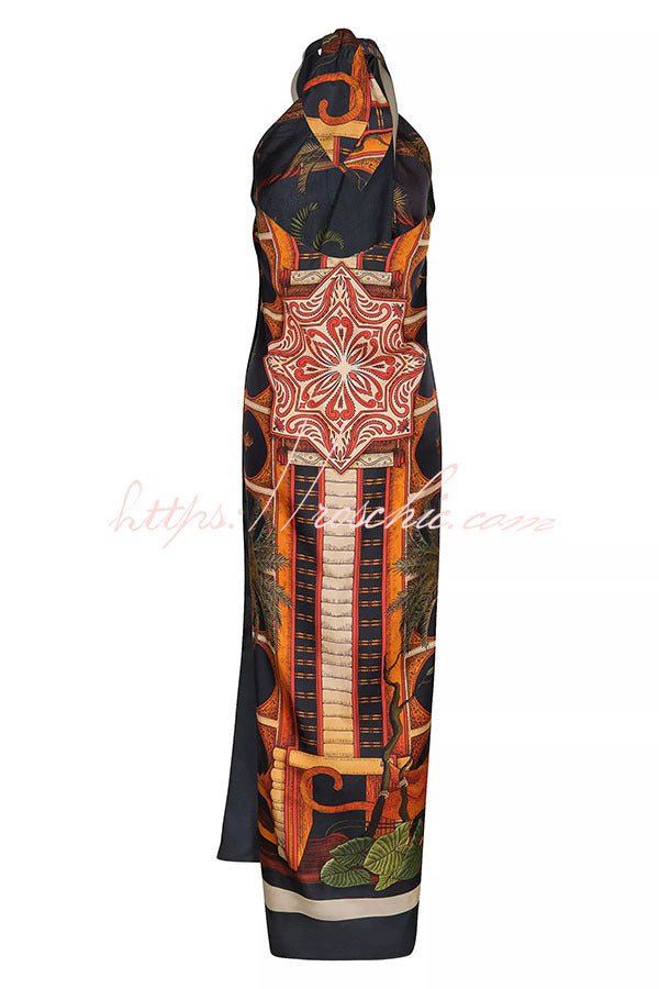 Printed Halter Two-Piece Set – Wide-Leg Pants & Tank Top