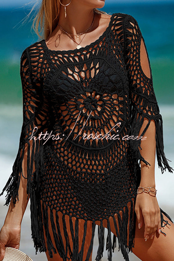 Knit Cutout Cover Up | Crew Neck Beach Cover-Up
