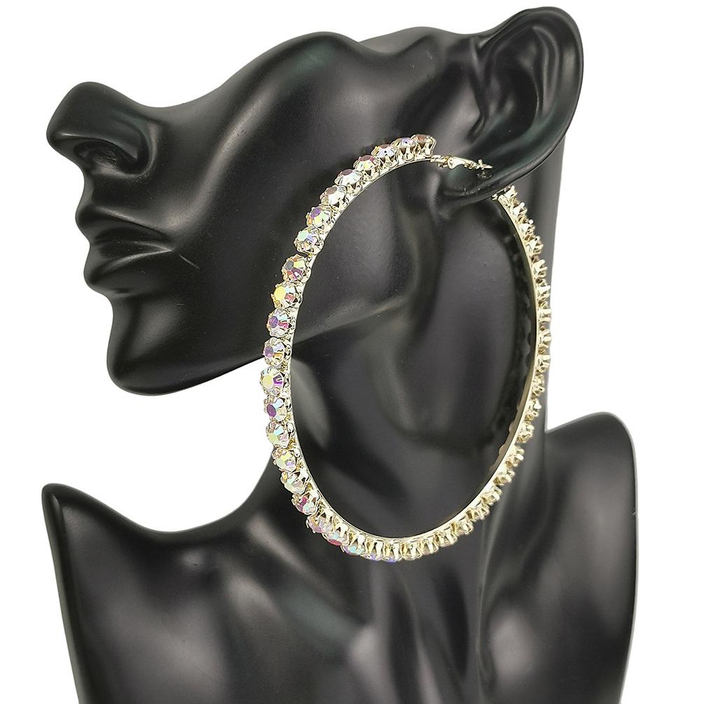 Gold-Plated Acrylic Circle Drop Earrings – 3.28" Diameter