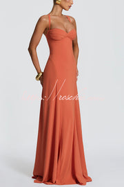 Chiffon Sweetheart Neck Maxi Dress with Lace-Up Back