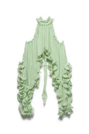 Chiffon Halter Top with Wavy Ruffles | Loose A-line Blouse