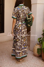 Leopard Print Linen-Style Shirt Dress – Midi Length
