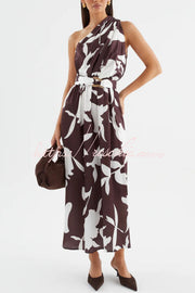 Printed One-Shoulder Maxi Dress – Vacation Casual Style