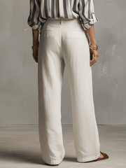 Linen Wide-Leg Pants in Soft Ivory – Relaxed Fit