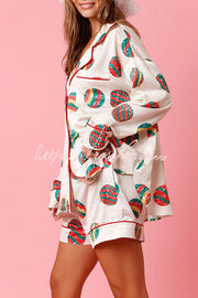 New Year's Eve Martini Print Pajama Shorts Set