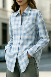 Plaid Print Long Sleeve Casual Shirt with Pockets