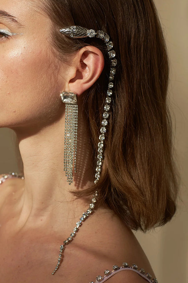 Rhinestone Snake Chain Hair Accessory for Special Occasions