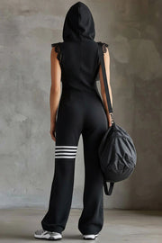 Hooded Sleeveless Lace-Up Jumpsuit – Loose Fit Vacation Wear