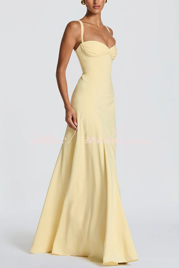 Chiffon Sweetheart Neck Maxi Dress with Lace-Up Back