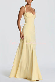 Chiffon Sweetheart Neck Maxi Dress with Lace-Up Back