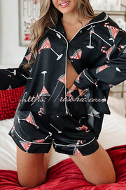 Ensemble pyjama short imprimé de Noël avec poches