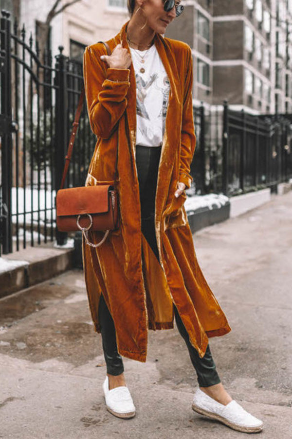 Manteau kimono en velours – Veste de soirée coupe ample longueur mollet