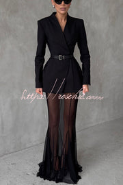 Mesh High Rise Fishtail Maxi Skirt – Elastic Waist