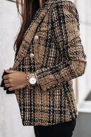 Double Breasted Plaid Blazer – Loose Fit Casual Jacket