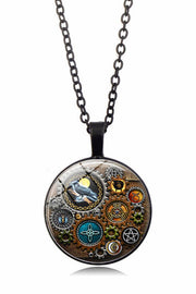 Collier pendentif engrenage mécanique Steampunk avec gemme en verre