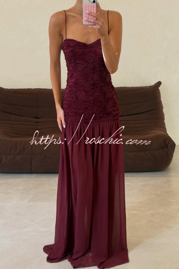 Floral Chiffon Strapless Maxi Dress – Off Shoulder Party Gown