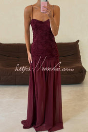Floral Chiffon Strapless Maxi Dress – Off Shoulder Party Gown