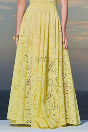 Embroidered Lace High-Rise Maxi Skirt with Pockets