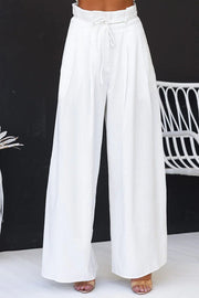 Linen Blend Sleeveless Top & Wide Leg Pants Set
