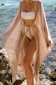 Glitter Long Sleeve Longline Bikini Cover-Up